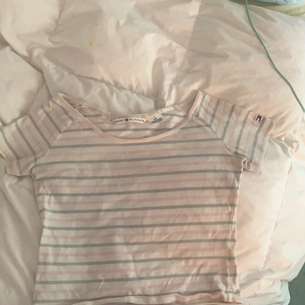Tommy Hilfiger slightly cropped striped shirt
